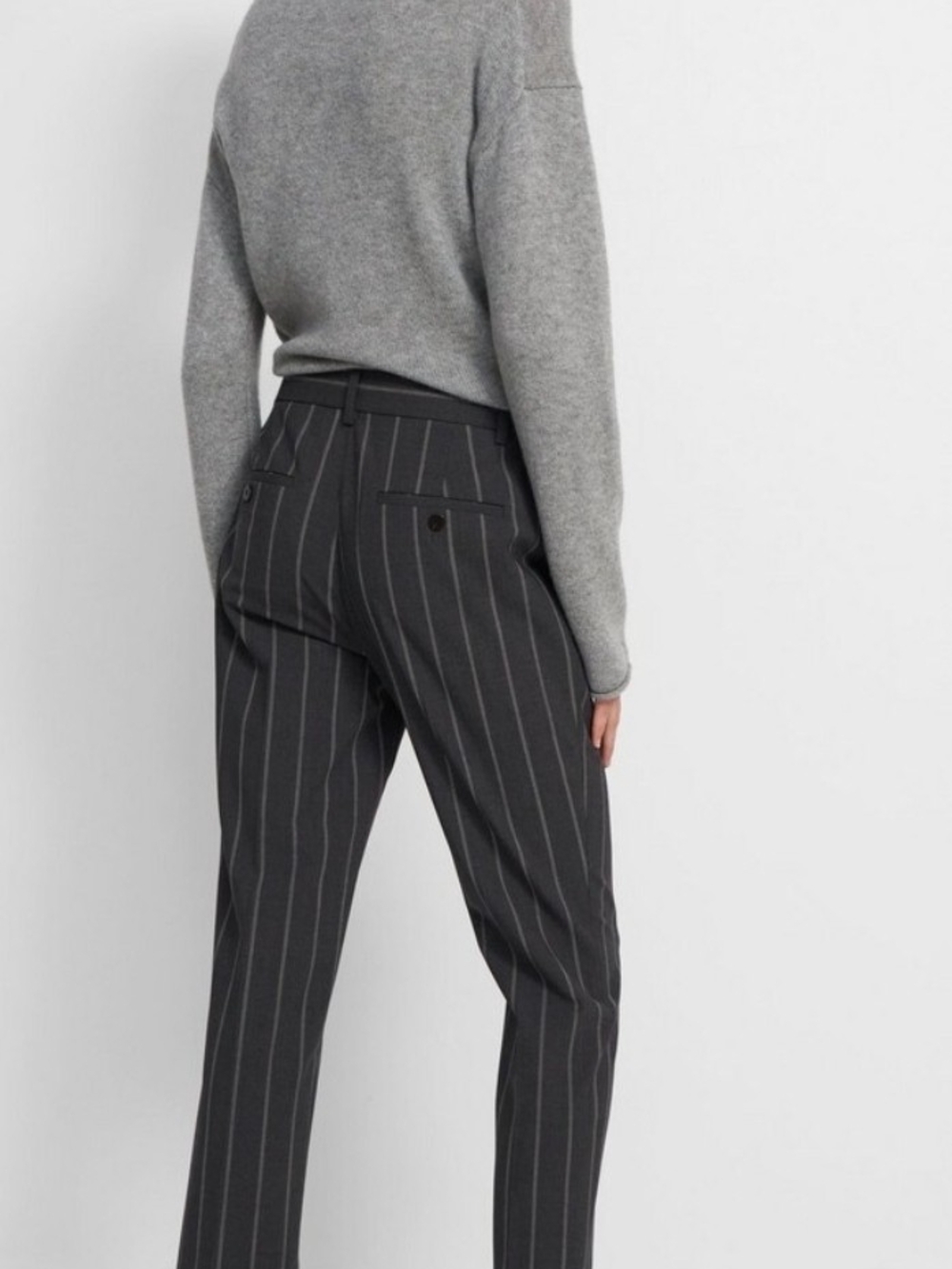 Theory Treeca Charcoal Pinstripe Crop Trousers - Picture 2 of 10